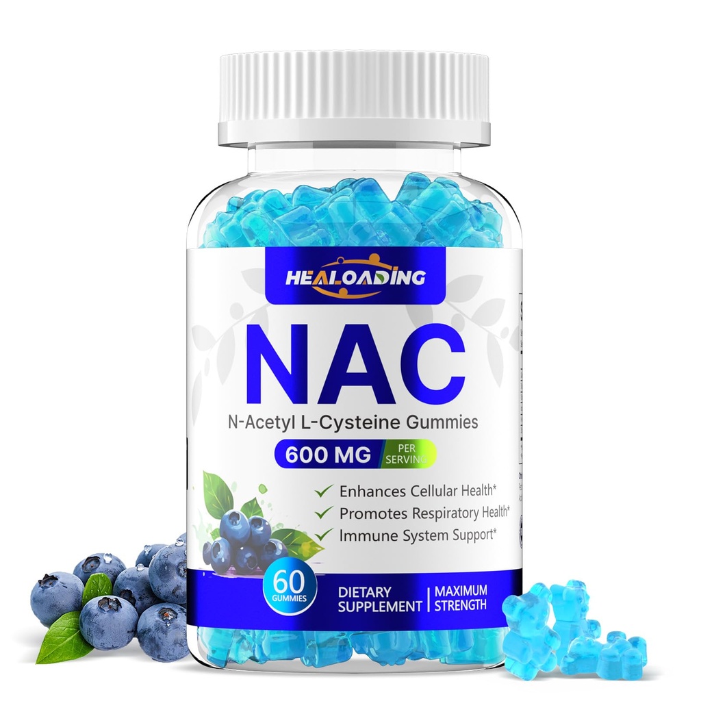 NAC Supplement N-Acetyl Cysteine: NAC Gummies 600MG for Respiratory Health, Liver Detox & Antioxidant Support 30 Day Supply