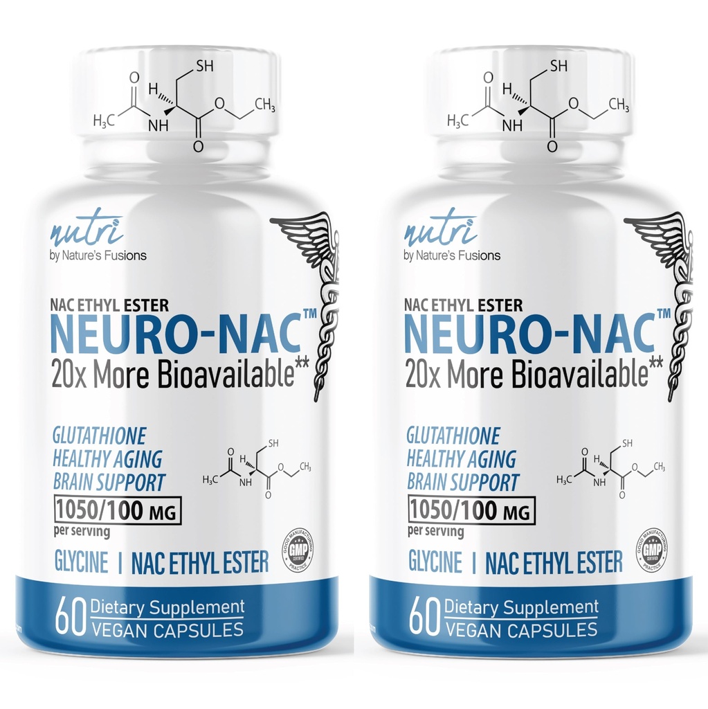 Neuro NAC Supplement N-Acetyl Cysteine Ethyl Ester (Pack of 2) - 20x More Bioavailable Than NAC 600 mg - Boost Glutathione 20x - 30x More - N Acetyl Cysteine Ethyl Ester - NACET (120 Capsules) - Nutri