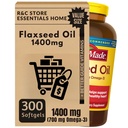 Nature Flaxseed Oil Capsules 1400mg (300 Softgels) | Plant-Based Omega-3 ALA | Bundle with Essential Vitamins Guide by R&C Store