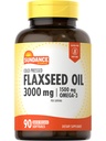 Sundance Flaxseed Oil 3000mg | 90 Softgels | with 1500mg Omega-3 | Cold Pressed | Non-GMO and Gluten Free Supplement