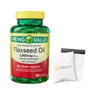 Flaxseed Oil Softgels - Vegan Omega 3,6 and 9 Dietary Supplement - Flaxseed 1000mg Softgels per Serving - Flax Seed Oil Pills by Spring Valley 100 Count (Pack of 1) - Set by Basket Goods