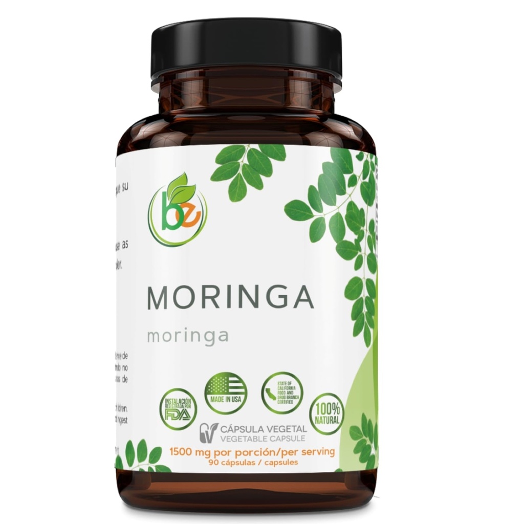 Moringa Capsulas Organicas(Organic Moringa Capsules) – 90 Vegan Caps, 1500 mg per Serving – 100% Natural Superfood – Non-GMO, Gluten-Free – Made in USA – Rich in Antioxidants & Essential Amino Acids