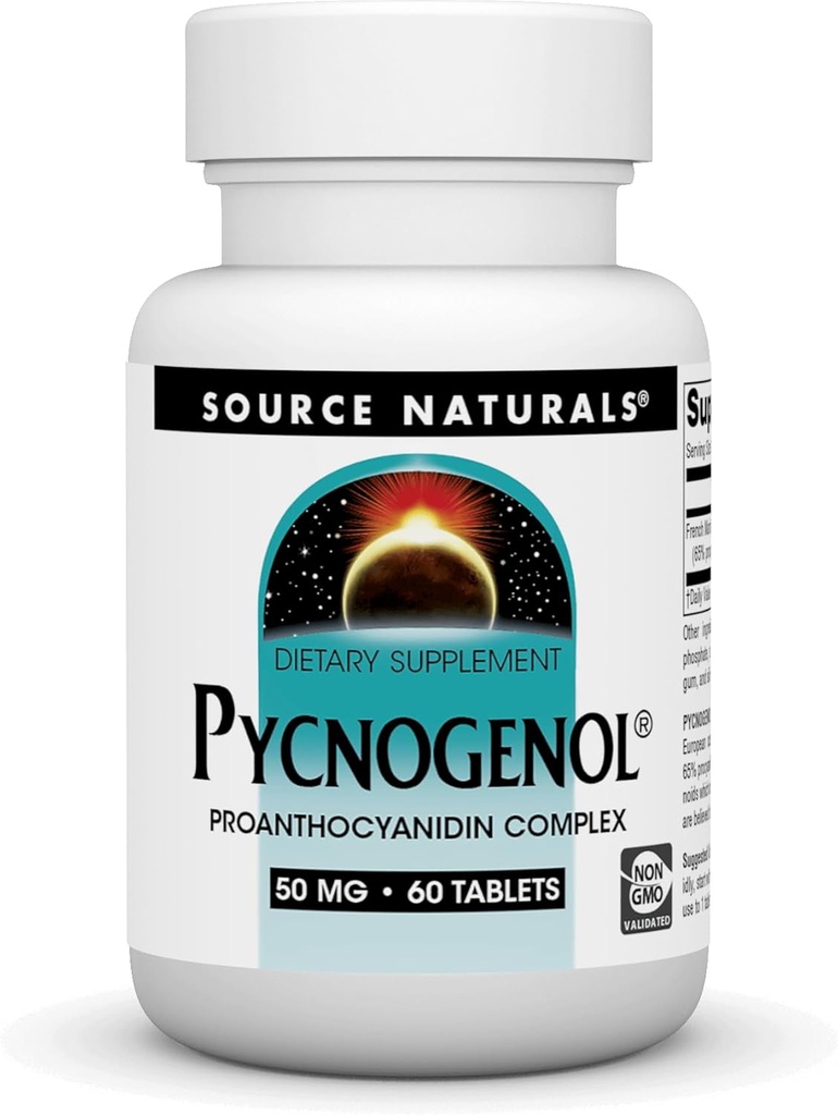 แหล่งที่มา Pycnogenol 50 mg Proanthoyanid Complex - 60 tables