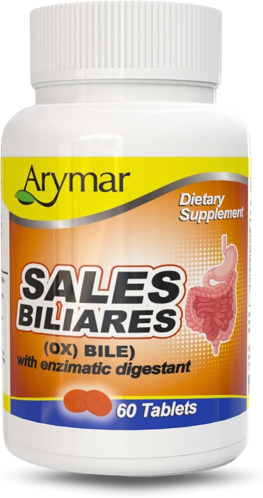 Arymar 销售 Biliares Ox Bile 与消化酶 60标签