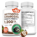 VEV Activated Charcoal with Organic Coconut Shell Charcoal & 50 Billion Probiotics – 120 Vegan Capsules for Digestive Wellness & Dietary Support