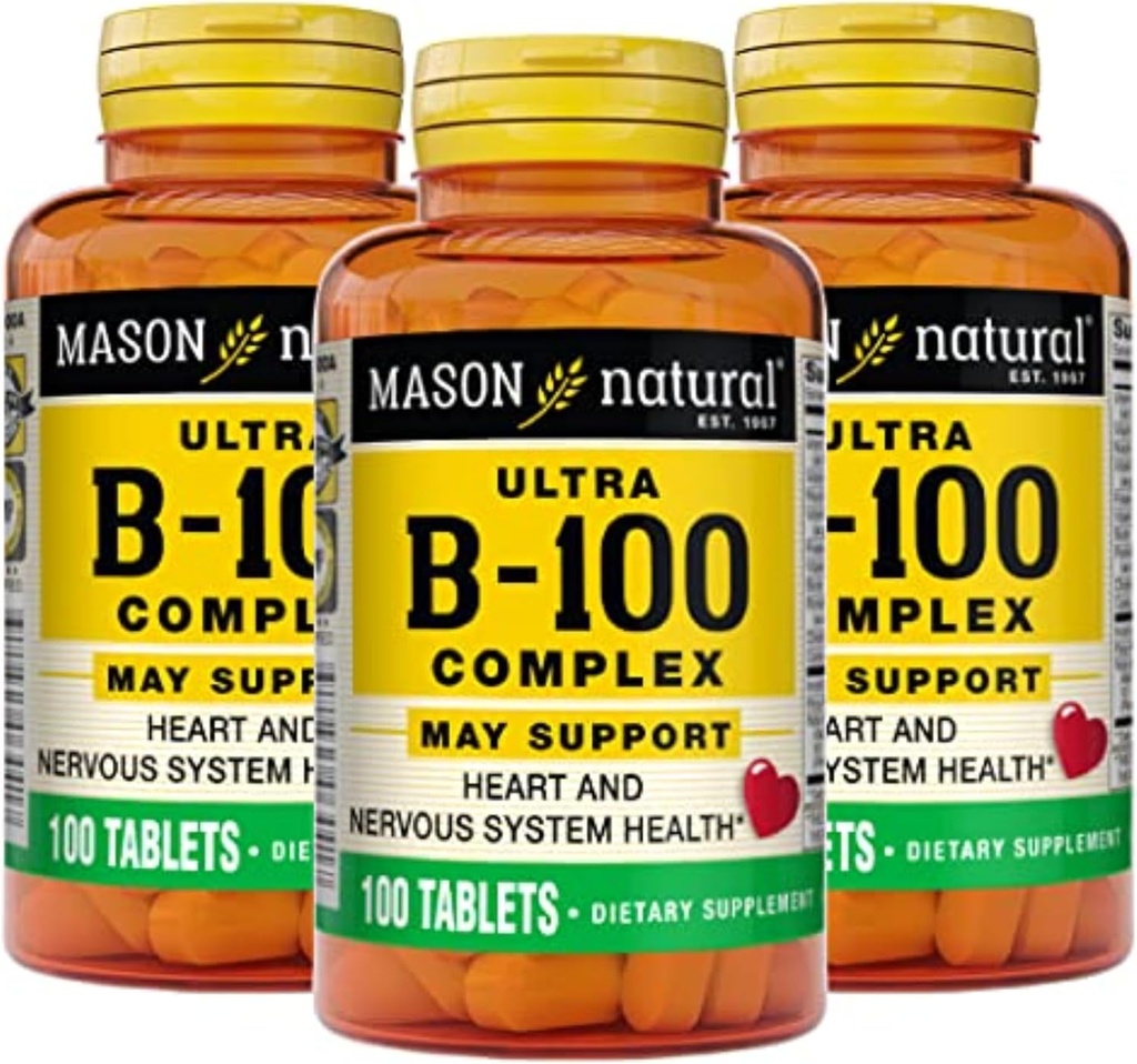 MASON NATURAL Ultra B, 100 Kompleks, 300, Day Supply, untuk Dukungan Ammune Normal dan Metabolisme Energi, 3 Pack