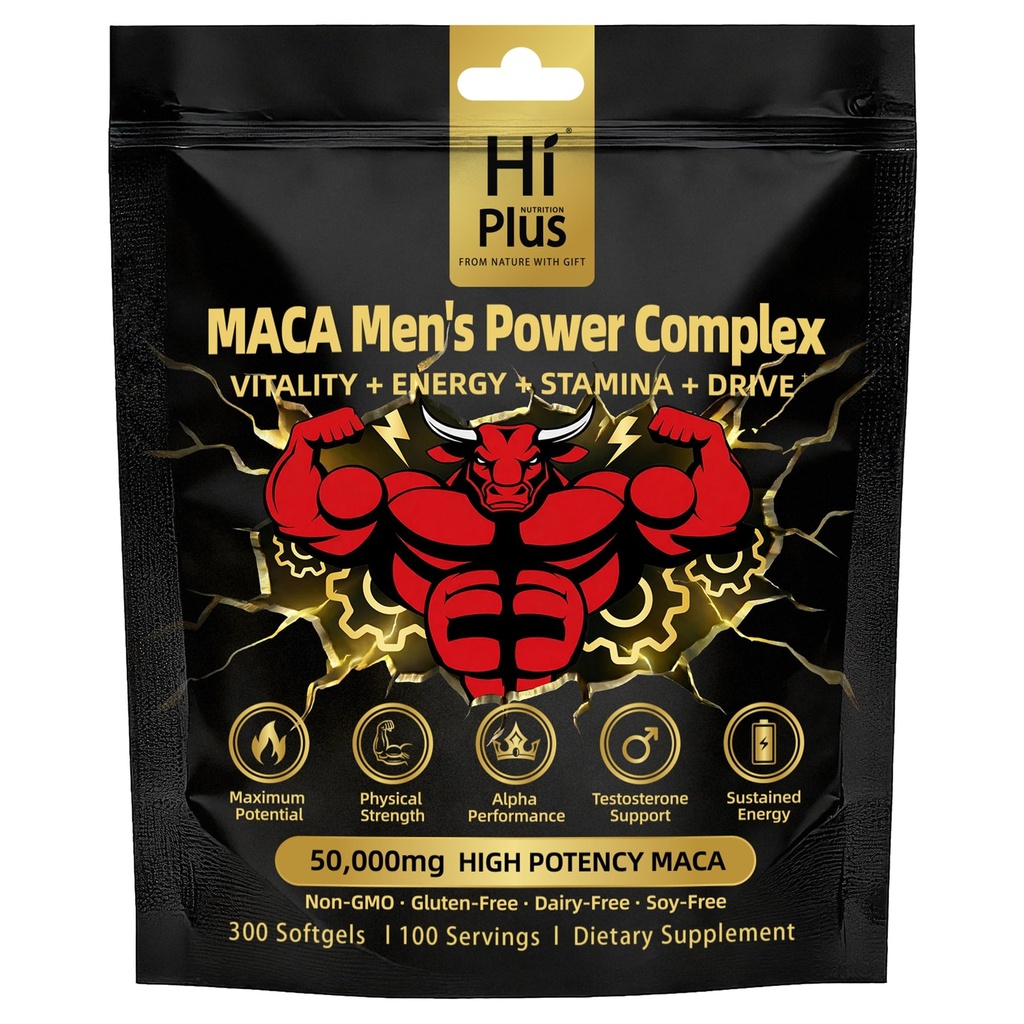 Maca Root Capsules for Men 20,000mg, Men's Testosterone Booster,Supports Energy, Stamina, Muscle Recovery & Prostate Health - Non-GMO, Gluten Free, 300 Count