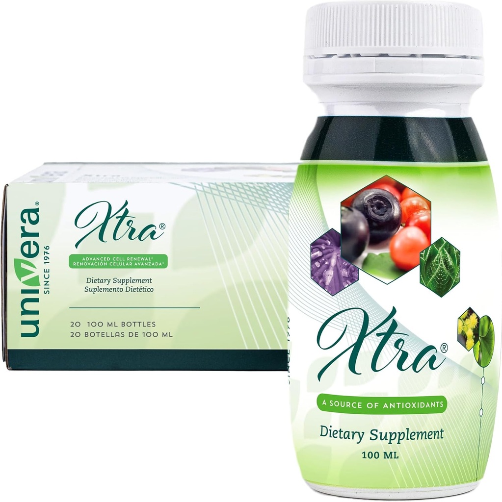 Univera Xtra Minis, fruits multinomales complexes, 15 Ingredients Naturals, Gestió d'Estres, focus i Clarity, Iintoxis, Protecció antioxidant - 3. 8 FOz (Pra de 20)