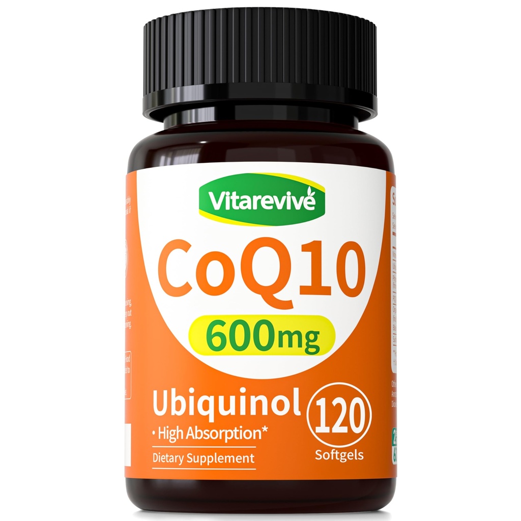 CoQ10 600 mg Softgels – Ubiquinol Coq 10 High Absorption Coenzyme Q10 & CoQ-10 Supplement for Energy, Heart & Antioxidant Support, 120 Count