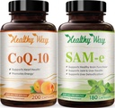 500mg SAM-e & Coenzyme Q10 200mg CoQ10 Supplement Bundle - Brain Mood Focus and Energy Support Bundle with CoQ10 and S-Adenosyl-L-Methionine Capsules (Over 6 Month Supply)