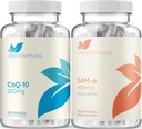 Clear Formulas SAM-e 500mg & CoQ10 400mg Bundle | Energy Mood and Brain Support Bundle with Bioactive S-Adenosyl-L-Methionine SAM e and Coenzyme Q10 Supplements