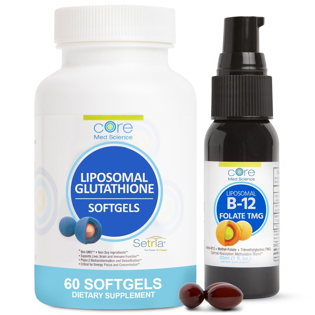 Core Med Science Supplement Bundle - Liposomal Glutathione & Liposomal B12 Folate TMG Liquid Spray