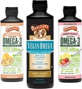 Barlean's Vegan Omega 3 Algae Oil Liquid Appliment Bundle, Включва флаксово семе и Algae Oil Blend, Джинджифилова праскова и розова лимонада аромати, EPA и DHA мастни киселини
