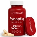 Synaptiq 1000mg (Alpha GPC + Uridine Monophosphate 600mg/400mg) - Nootropic Choline Supplement, 180 Vegetarian Capsules, 3-Month Supply, For Focus & Productivity, GMP Certified, Made in USA