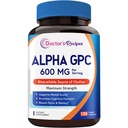 Doctor's Recipes Alpha GPC Choline Supplement 600 mg, Highly Bioavailable Source of Choline, Non-GMO, No Gluten, Memory, Focus, Cognitive Support for Women & Men, 120 Veggie Capsules