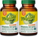 MegaFood Vitamin D3 5000 IU (125 mcg) - Vegetarian Supplements with Vitamin D3 K2 - Supports Bones, Teeth, Muscles & Immune Health - Certified Non-GMO - 60 Mini Capsules, 60 Servings (Pack of 2)