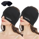 2 Pack Migraine Relief Cap, Reusable Headache Relief Cap with Hot & Cold Therapy, Soothing Headache Hat, Odorless Gel Ice Head Wrap for Tension, Stress, Sinus & Headache, Black