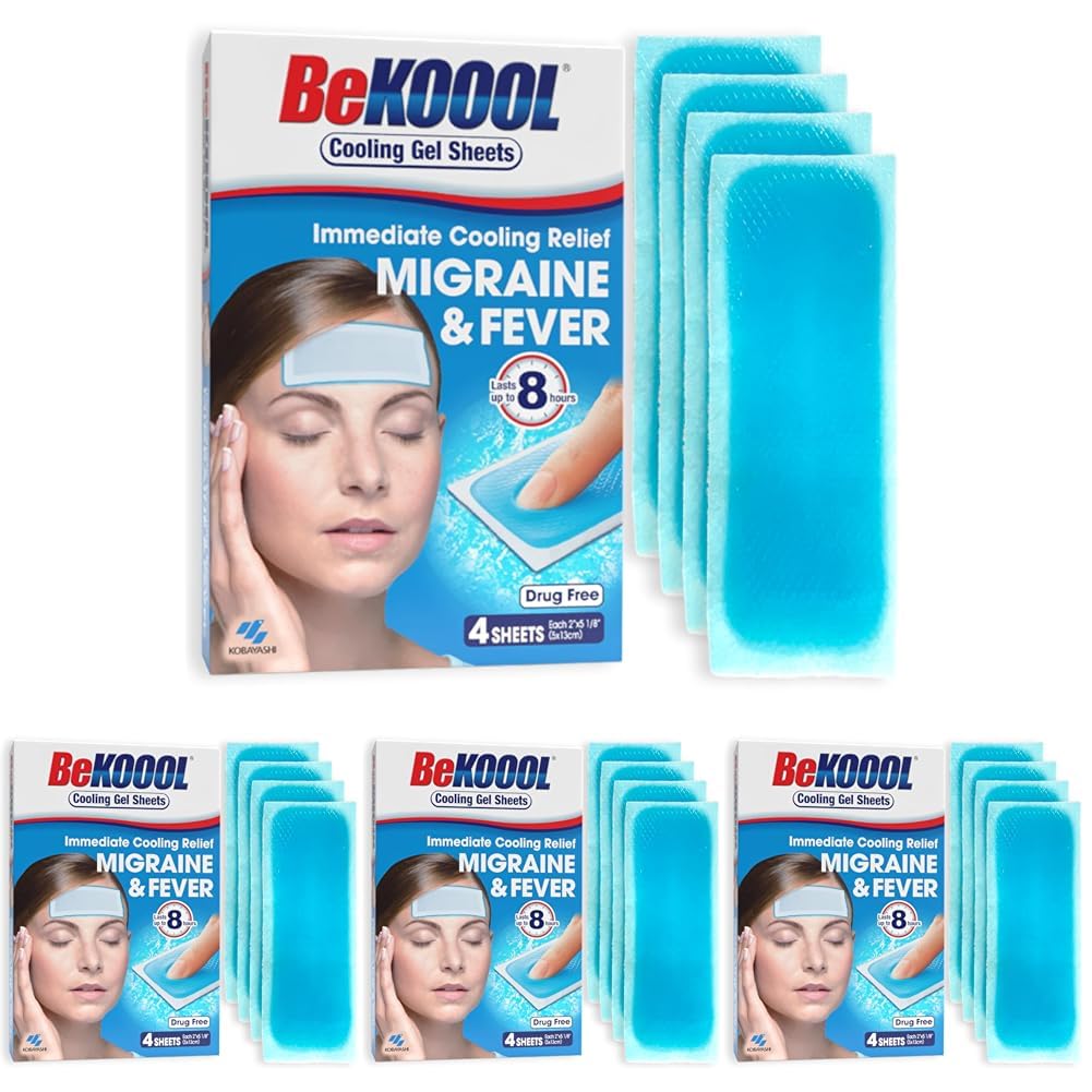 BeKOOOL Migraine Gel Sheets - 4 Count (Pack of 4)
