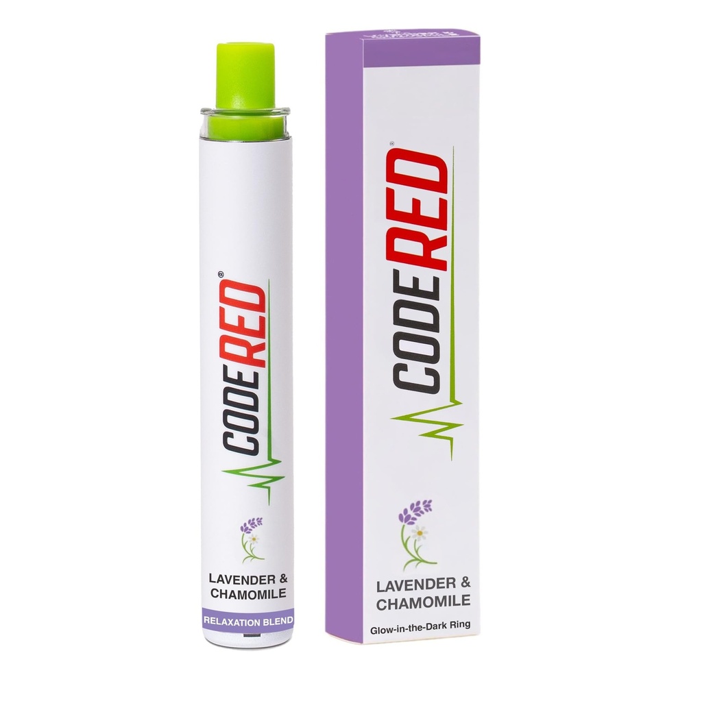 Code Red V-Aid Lavender Herbal Diffuser - Relaxation Blend Stick with Chamomile, Ashwagandha, Apigenin & L-Theanine - Plant-Based Wind-Down Ritual - Glow-in-the-Dark Ring - U.S. Lab Tested - 1 Count