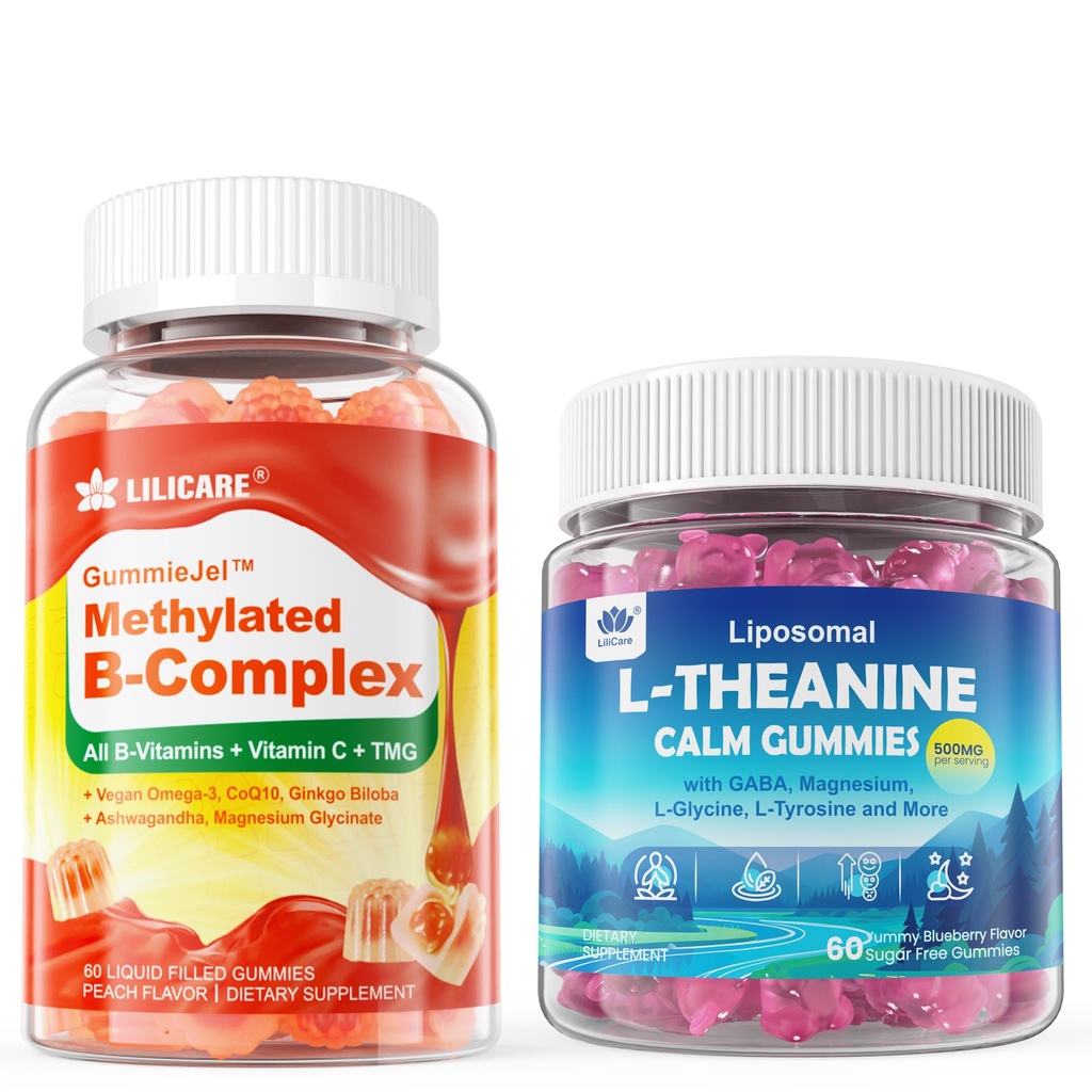 LILICARE Liposomal L-Theanine Gummies & Super Methylated Vitamin B Complex Gummies