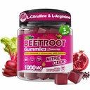 Organic Beet Root Gummies with L-Citrulline & L-Arginine, Nitric Oxide Supplements for Men and Women, Grape Seed, Pomegranate, Saffron for Circulation, Vâsculâr & Vitality, Vegan, Sugar Free, 120 Cts