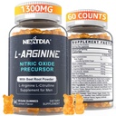 Nextdia Sugar Free L Arginine Nitric Oxide Gummies 1300mg for Men & Women with L Citrulline, Beet Root, B3 | L Arginine L Citrulline Supplements | Vegan, 60 Counts