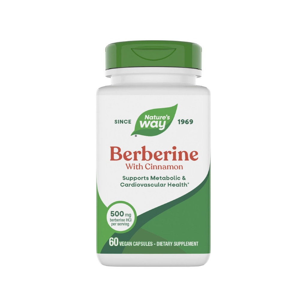 Nature's Way Berberine with Cinnamon, Supports Metabolic & Cardiovascular Health*, 500 mg Berberine HCI per Serving, 60 Vegan Capsules