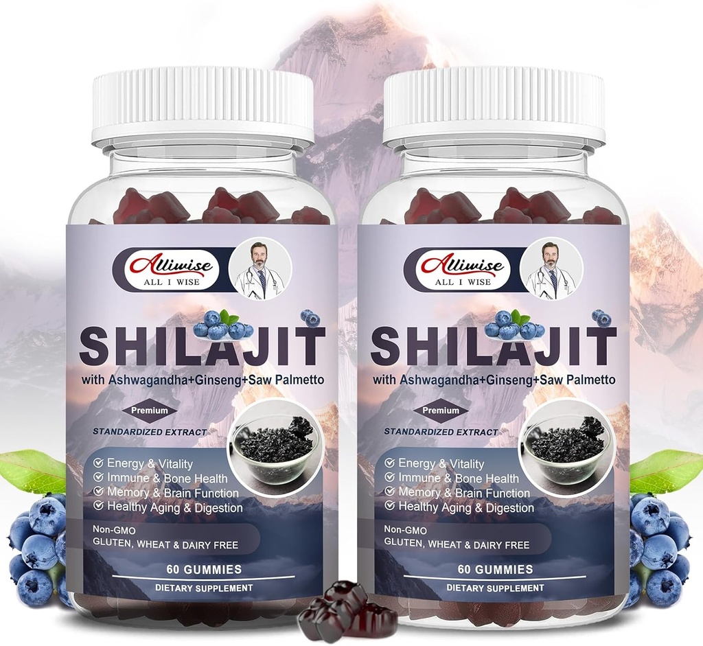 Shilajit Gummies para homes e mulleres, Shilajit Pure Himalayan Original Multi-Supplement, Shilajit Ashwagandha & High in Trace Minerals & Fulvic Acid for Energy, Strength & Immunity