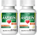 HealthA2Z® Aspirin 81 mg | Low Strength | Enteric Coated | Pain Relief | Reduces Minor Aches Muscle Pain & Cramps | Fever Reducer | Reduces Headache (300 Counts) (Pack of 2)