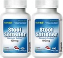 HealthA2Z® Stool Softener | Docusate Sodium 100mg | Red & White Capsules | Dependable | Gentle Constipation Relief (400 Counts) (Pack of 2)