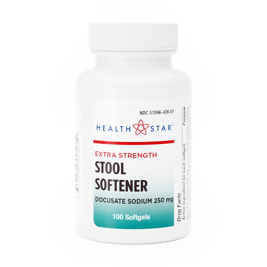 GeriCare Docusate Sodium Extra Strength Stool Softener - 250mg Stimulant Laxative Softgels for Men & Women- Constipation Relief - Adults Daily Bowel Movement Laxative, 100 Count (Pack of 1)