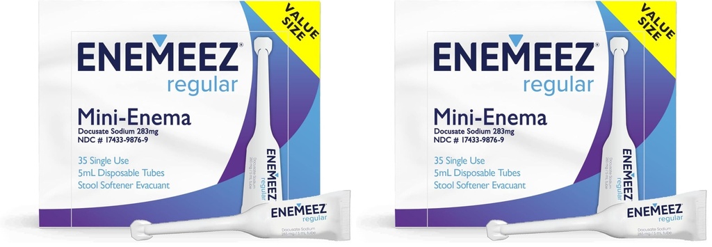 Enemeez 283mg Docusate Sodium Mini Enemas/Stool Softeners - Constipation Relief for Adults, 35 Count (Pack of 2)