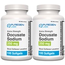 Docusate Sodium 250mg Stool Softener Laxative 200 softgels Total Gentle Constipation Relief Extra Strength Stimulant Free 2 Pack