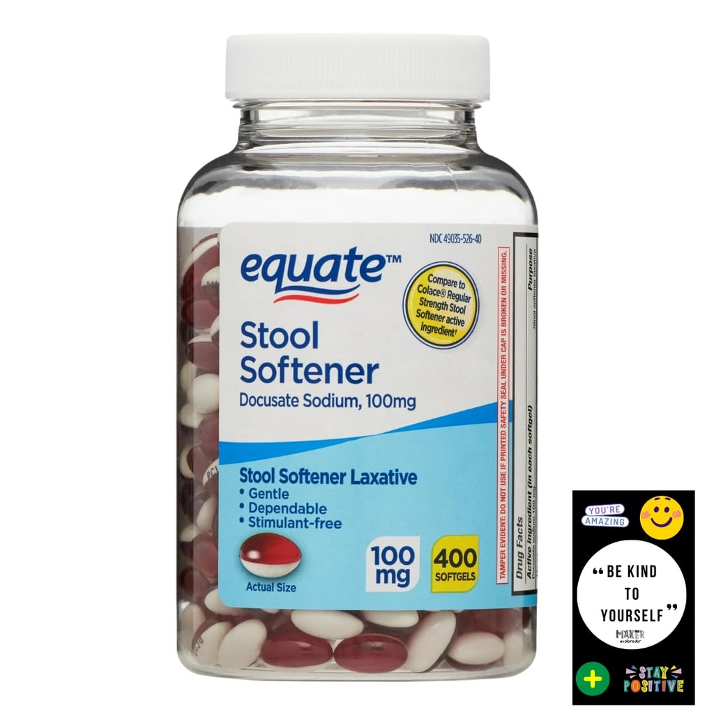 Equate Stool Softener Laxative Softgels, 100 mg, 400 Count and. Card Gift of Maker Explorador Private Label