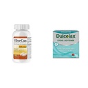 Fibercon Fiber Therapy Coated Caplets, Safe, Simple & Comfortable Insoluble Fiber & Dulcolax Stool Softener Laxative Liquid Gel Capsules (100ct) for Gentle Relief
