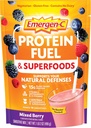 Emergen-C Protein Powder Fuel & Superfoods (16 Servings, Mixed Berry Flavor) Miscelato vegetale e vegetariano Shake con Superfood organici, Vitamina C & altri antiossidanti