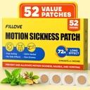 FILLOVE 52ct Motion Sickness Patches Non-Drowsy, 72H Lasting Sea Sickness Patches Cruise Essentials 2026, 100% Natural Motion Sickness Patch Travel Essentials for Car Airplane Ship Altitude Sickness