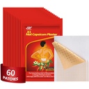 60 Count Capsaicin Patch, Capsicum Patches, XL Hot Capsicum Plasters, Upgraded Zippered Packaging, for Relieving Various Muscle and Joints Soreness