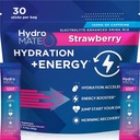 HydroMATE Eletrolíticos Pó Drink Mix Packets Hydration Accelerator Baixo açúcar rápido partido alívio recuperação Vitamina C Plus Caffeine Strawberry 30 contagem
