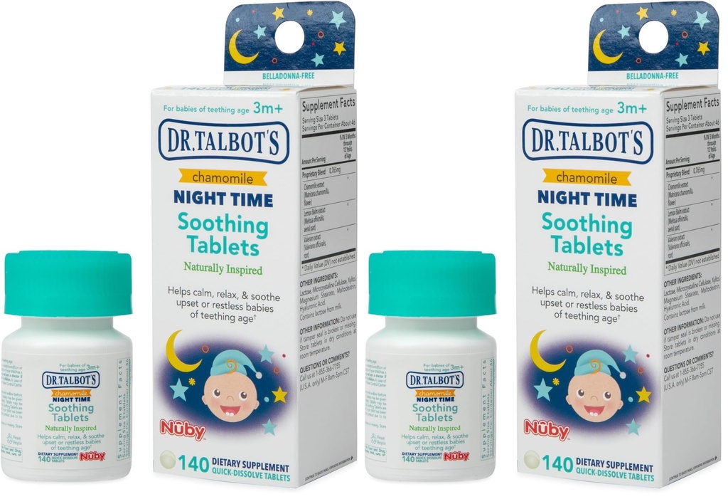 Dr. Talbot's Night Time Chamomile Soothing Tablets, Naturally Inspired, Quick Dissolve, 140 Count (Pack of 2)