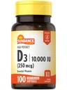 Sundance Vitamin D3 10,000 IU (250 mcg) | 100 Softgels | High Potency Formula | Non-GMO and Gluten Free Supplement