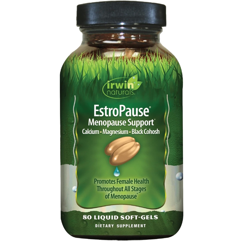 Irwin Naturals EstroPause Menopause & Women’s Health Support – 80 Liquid Soft-Gels – Gentle Hormonal Balance Formula