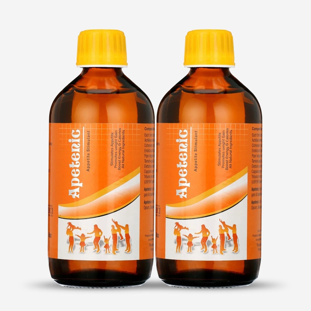HERBOGANIC Apetenic Syrup - Appetite Booster Weight Gain Stimulant - A Natural Energy and Calorie Booster for underweight Men Women & Kids.Pack of 2 (8 oz) Each…