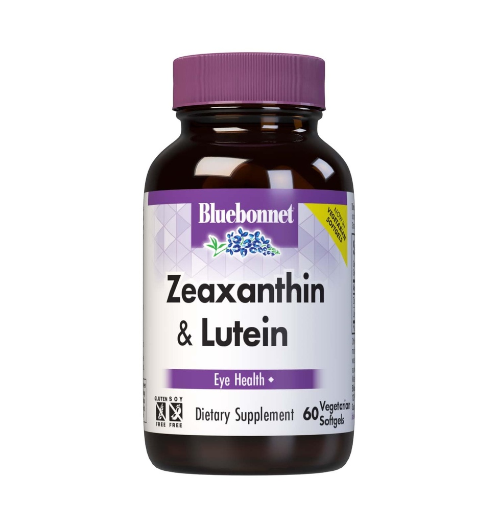 Bluebonnet Nutrition Zeaxanthin & Lutein, Eye Health*, Gluten-Free, Dairy-Free, 60 Vegetarian Softgels, 60 Servings