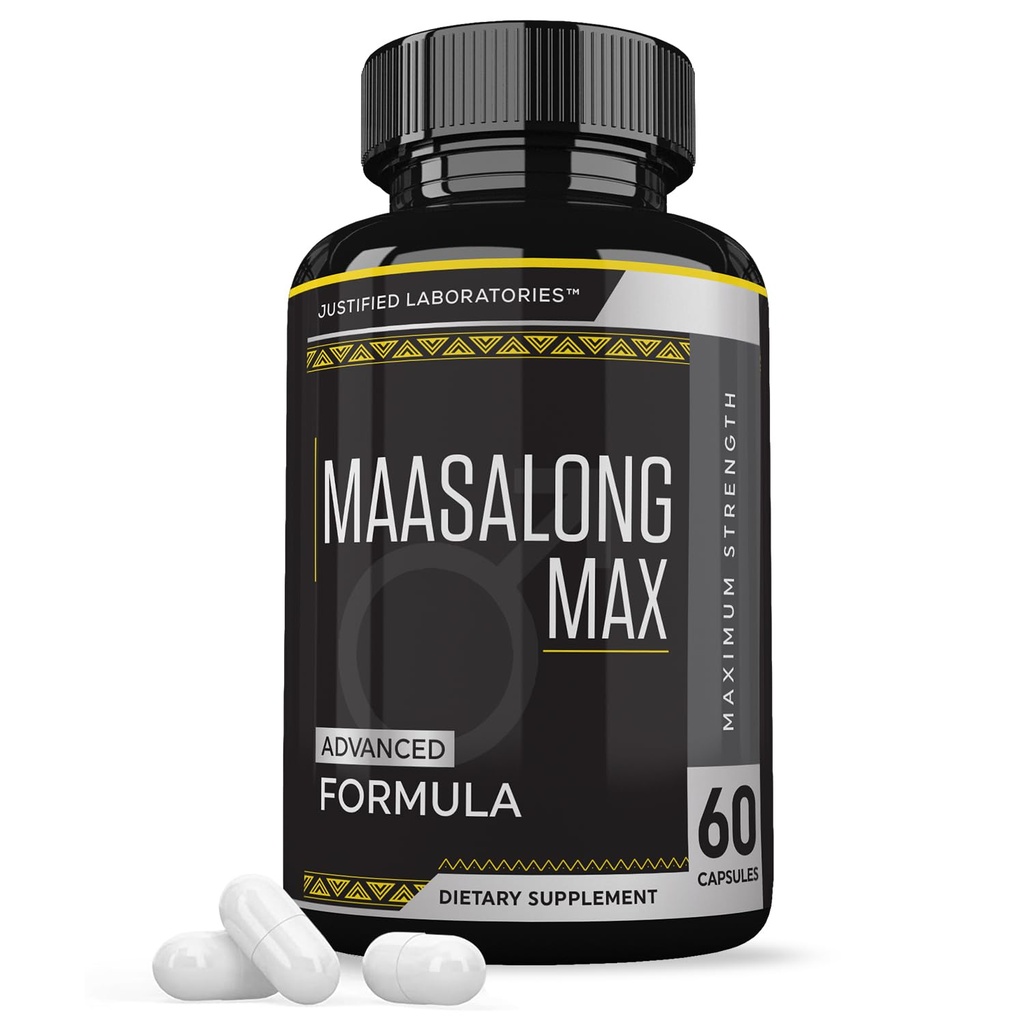 Justified Laboratories Maasalong Max - Men’s Health Supplement with L-Arginine for Strength, Stamina & Performance - 60 Capsules