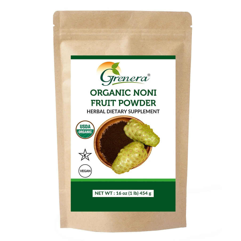 Grenera Organic Noni Fruit Powder, 1 lb (454 g) – Organic, Non – GMO, Gluten Free