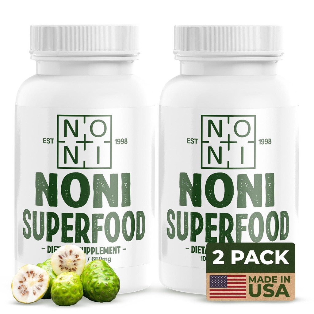 Healing Noni - 2-Pack 1300mg 200ct - 100% Pure Noni Fruit Powder Capsules
