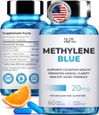 Ultimate Methylene Blue Pharmaceutical Grade 20mg (USP) Methylene Blue Capsules for Humans | Memory Supplement and Brain Booster Supplement | Focus Fuel and Memory Vitamins Energy Pills | 60 Servings