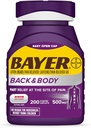 Bayer Extra Strength 500mg Aspirine Plus Cafeïne voor krachtige pijnverlichting, 200 gecoate caplets