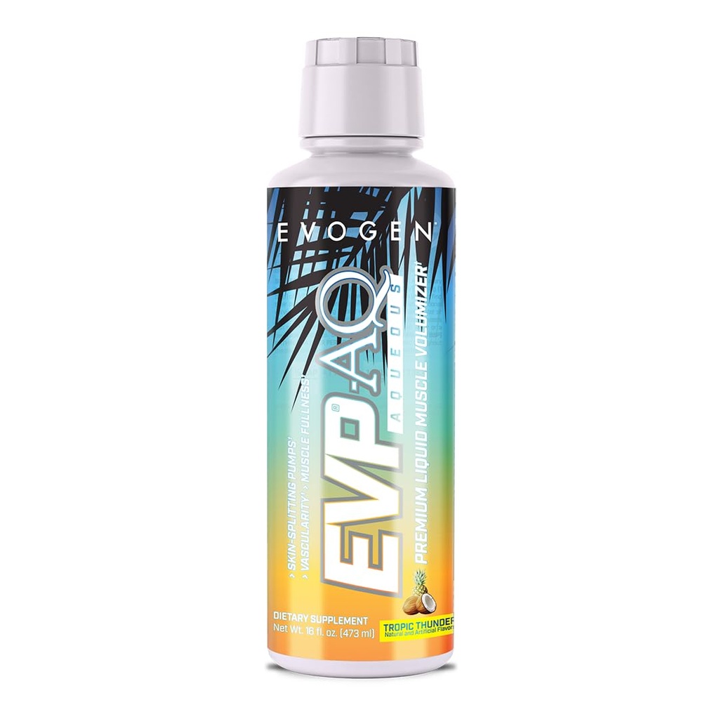 Evogen EVP AQ - Liquid Glycerol Muscle Volumizer | Pre Workout for Pumps, Vascularity, & Hydration | Premium Preworkout for Men & Women | Tropic Thunder | 16 fl oz